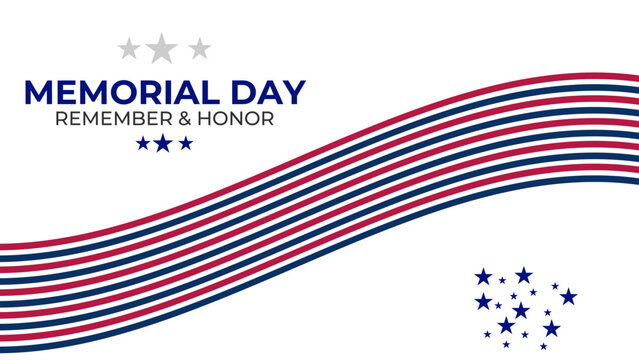 Happy Memorial Day background. National American holiday illustration. banner, cover, poster, flyer, website, brochure, greeting card, backdrop. Vector illustration