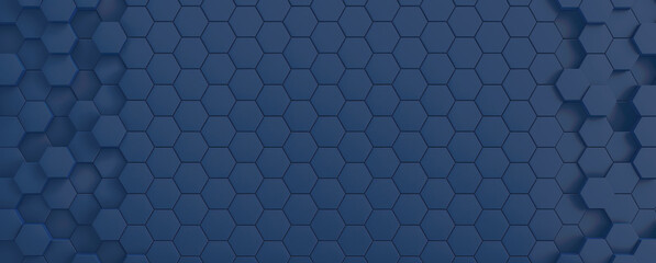 A blue wall made of hexagons is shown in this image