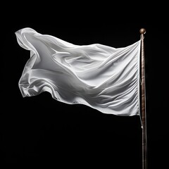 White flag waving on black background.