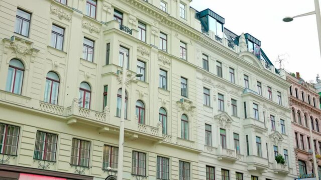 Palace Houses In MuseumsQuartier Wien Art Center In Vienna, Austria. Low Angle Shot