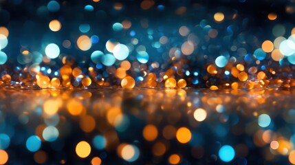 jubilant light Multicolor Bokeh seamless background, blending warm and cool tones of Orange and Blue lights for a harmonious and festive ambiance