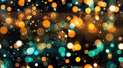 Fototapeta na wymiar lively Multicolor Bokeh seamless background, featuring an energetic mix of Green, Yellow, and Orange lights for a vibrant and celebratory atmosphere