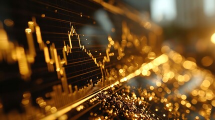 symbolism of a golden financial chart rising steadily, portraying the positive trajectory and lucrative nature of gold investments