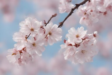 Naklejka premium Cherry Blossom Caught in The Gentle Breeze
