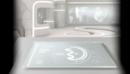 showing medical futuristic background futuristic room, patient protection concept - 737088556