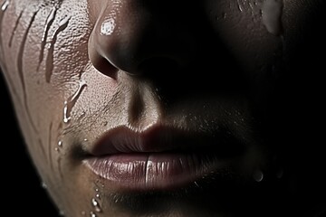 A woman's face close up full of tears and the emotions of depression, anxiety, and sadness