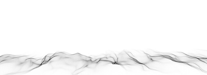 Light cyberspace in digital background. Abstract technology white wave with motion dot. Connection big data. Futuristic wireframe texture. Analysis a network connection. 3D rendering.