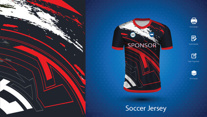 Soccer jersey design for sublimation or sports tshirt design for cricket football
 - obrazy, fototapety, plakaty
