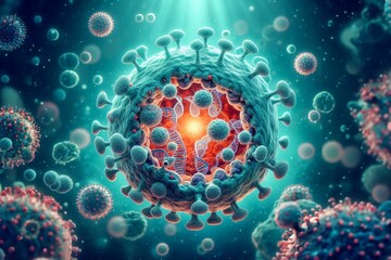 Abstract illustration of virus in the environment 