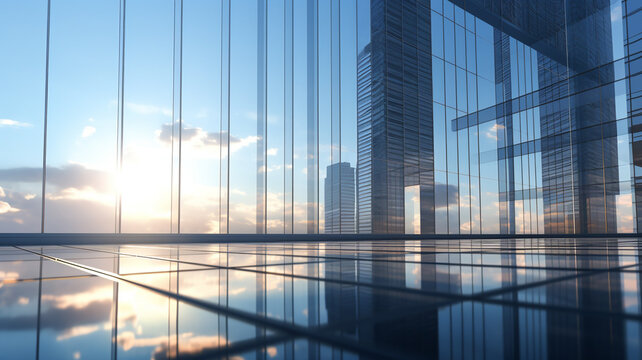 Reflective skyscraper business office buildings © Yuwarin