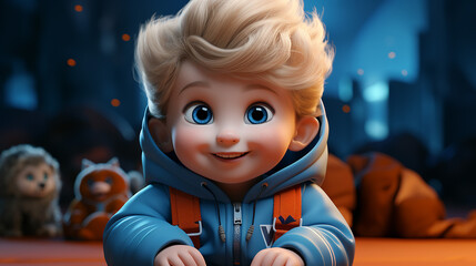 3d cute baby boy character