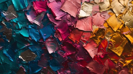 colorful pieces of foil and paint.
