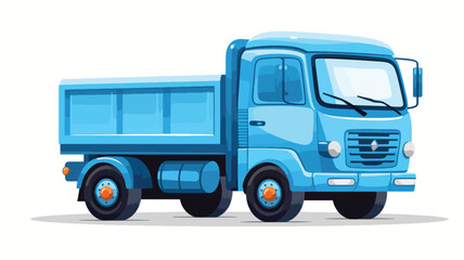 Cartoon funny blue truck character flat vector.