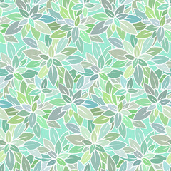 Spring green leaves vector seamless pattern