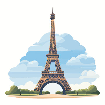 Famous Eiffel Tower flat vector.