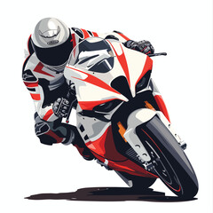 Flat vector style of motorcycle race cornering.