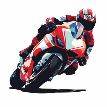 Flat vector style of motorcycle race cornering.