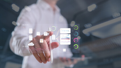 devops development operation system concept businessman working with virtual diagram of technology...