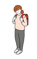 ランドセルを背負い下を向く女の子