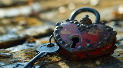 the sentiment of romantic Day with an image of a heart-shaped lock and key symbolizing the idea of unlocking love and shared memories