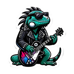 3D Iguana Rocker with Guitar