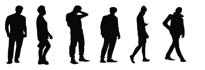 Silhouette of men walking. Men vector design on white background.