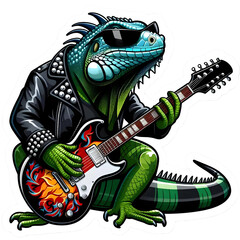 3D Cartoon Iguana Rocker