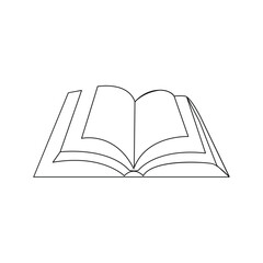 Vector in one continuous line drawing of book concept of education, library logo illustration