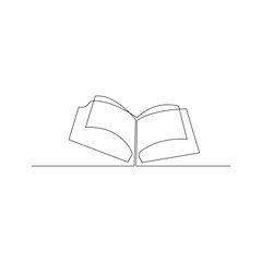 Vector in one continuous line drawing of book concept of education, library logo illustration