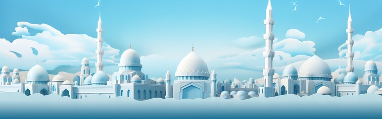 empty mosque text background, elegant modern Islamic design