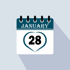Icon calendar day - 28 January. 28 days of the month, vector illustration.