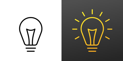 Light bulb icons. Light bulb on an isolated and dark background. Vector icons