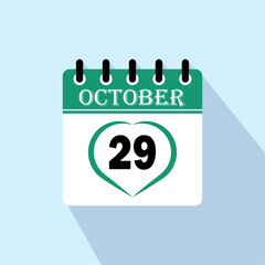 Icon calendar day - 29 October. 29 days of the month, vector illustration.