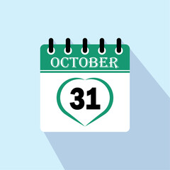 Icon calendar day - 31 October. 31 days of the month, vector illustration.