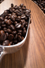 coffee beans in the spoon