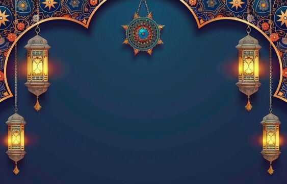 Ramadan Mubarak background With islamic frame and mandla