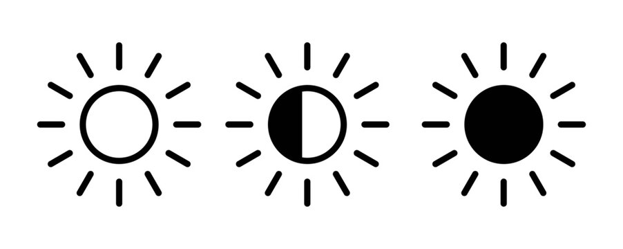 Brightness outline icon collection or set. Brightness Thin vector line art