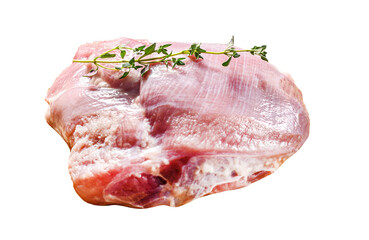 Raw Turkey thigh fillet Isolated, Transparent background.