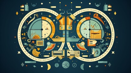 Expressive gemini zodiac sign with twin icons and playful communication in a dual expression concept