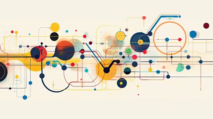 Obraz premium A technical system with blue lines connecting different flow states 