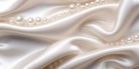 Dreamy pearl and fabric mirage Cloth Beautiful Background Texture Image Smooth elegant white silk can use as wedding background Ai Generative

 