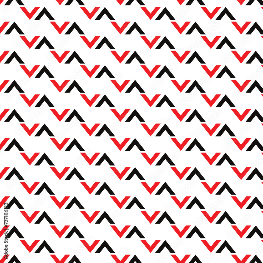 Poster abstract seamless repeatable red black arrow pattern.