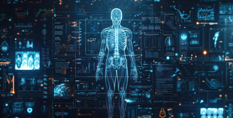 Futuristic Digital Interface: A Conceptual Medical System on a Modern Abstract Background