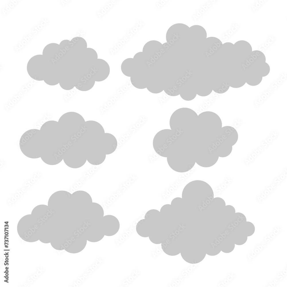 Poster simple illustration set of clouds set. vector illustration of isolated on white background
