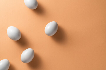 Eggs on orange background