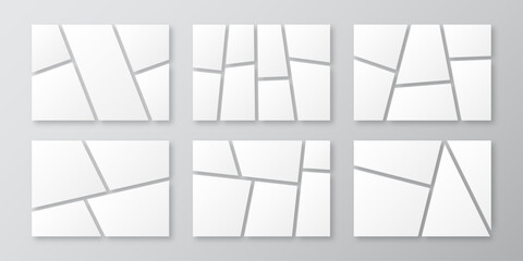 Realistic mood board collection. Photo collage grid set. Mosaic pictures frame for moodboard layout