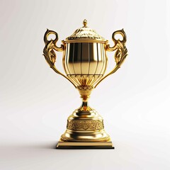 Fototapeta na wymiar golden trophy on top of white background