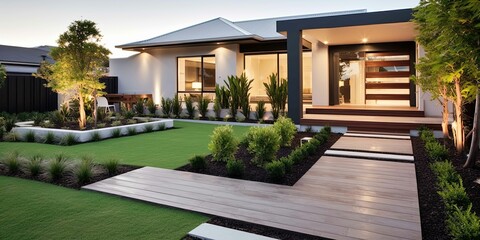 Fototapeta na wymiar modern house with garden