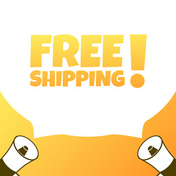 Free shipping banner icon. Flat style. Vector illustration