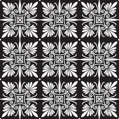 Abstract floral seamless pattern. with Vintage elements. Black and white. Vector background.